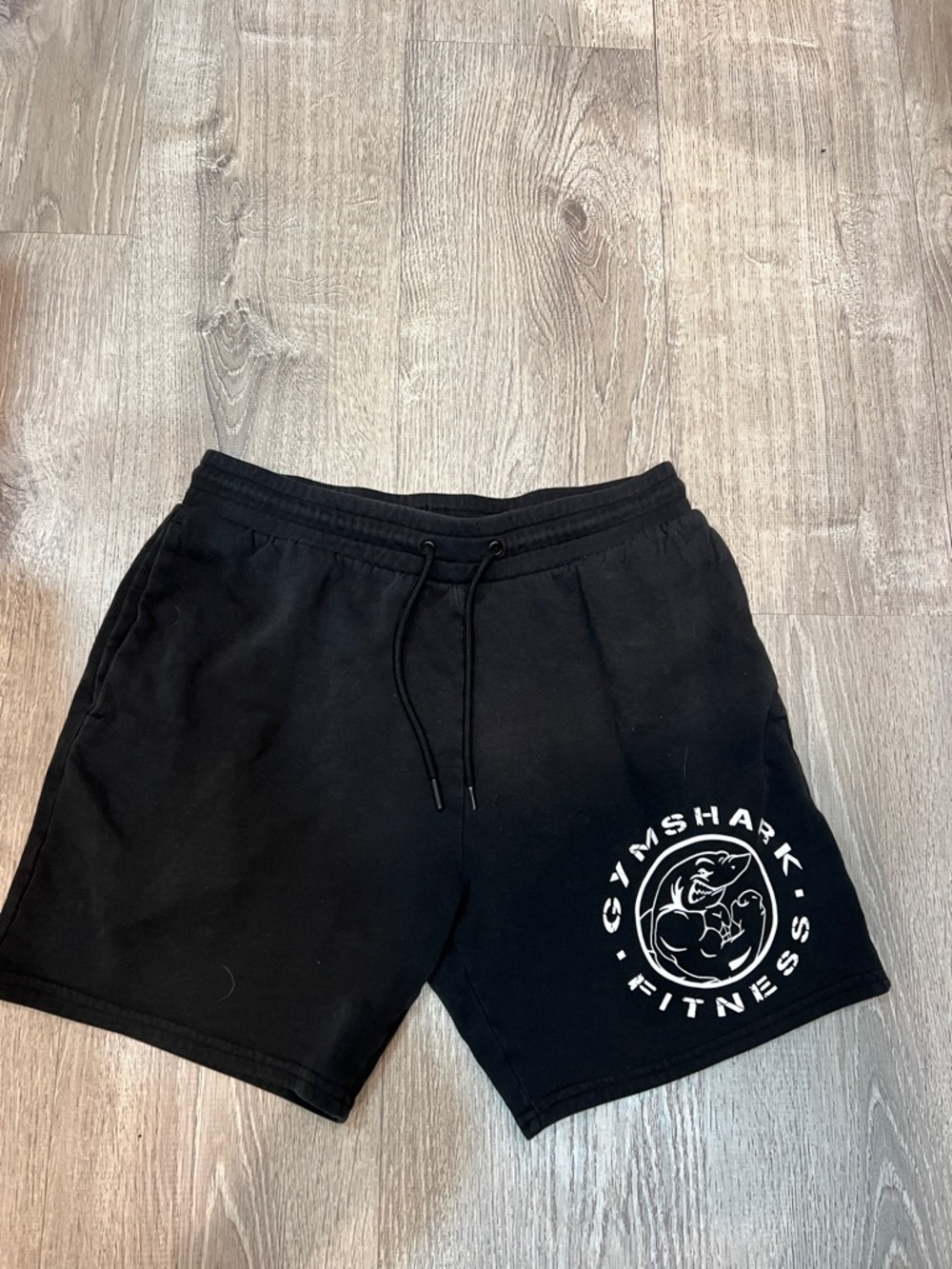 Gymshark Black Athletic Shorts with White Logo M
